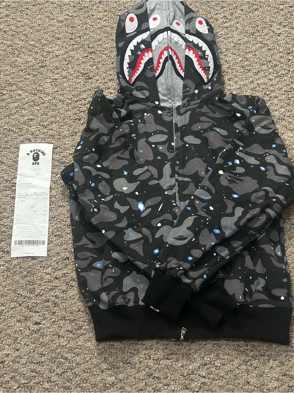 BAPE Space Camo Black Shark  Zip Hoodie